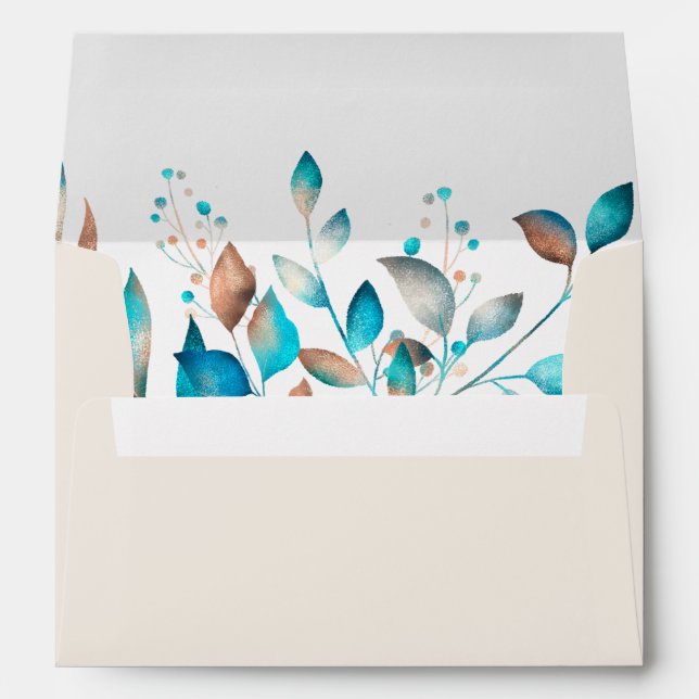 Marine Vert moderne Enveloppe Mariage rustique (Dos (Bas))