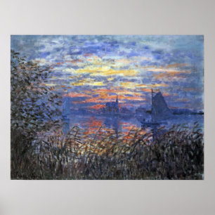 Marine View with a Sunset by Claude Monet Poster
