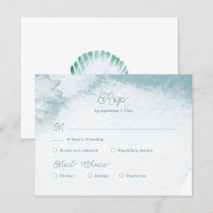 Marine Watercolor Sea Shell Wedding Meal Choice RSVP Card