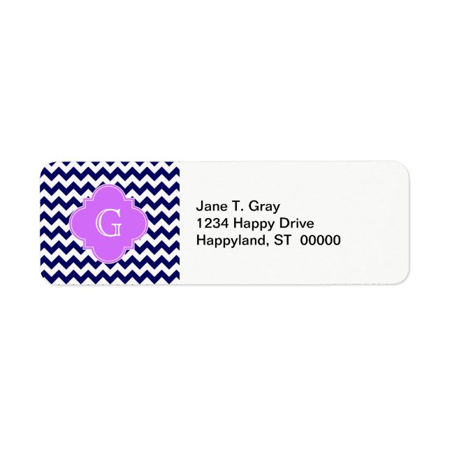 Marine What Chevron Lilac Purple Quatrefoil Monogr (Devant)