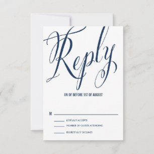 Marine & White M. & Mme Elegant Script RSVP