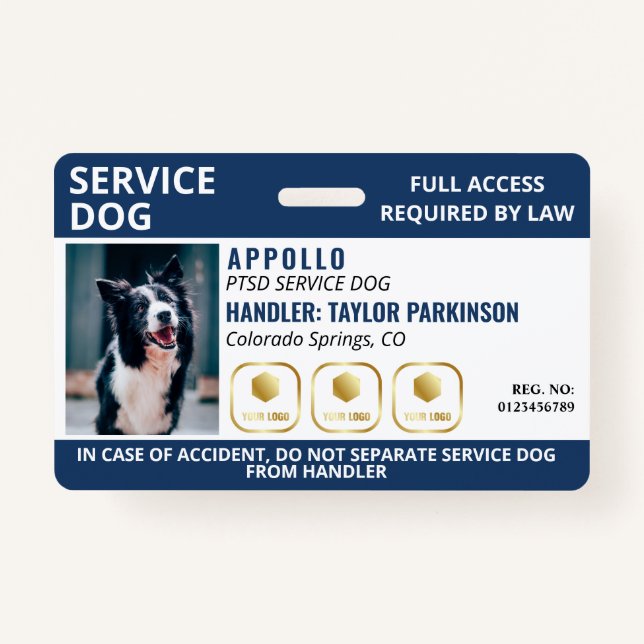Marine White Service Chien 3 Logo & Photo ID Badge (Devant)