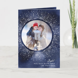 Marine White Snowflake Noël Carte photo de Noël