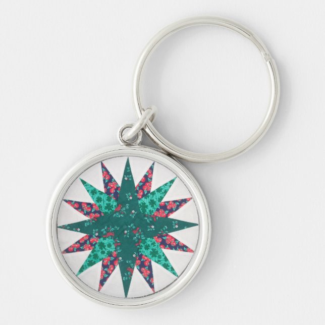 Mariner's Compass Quilt Keychain (Front)