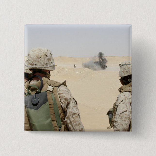 Marines and sailors 2 inch square button (Front)