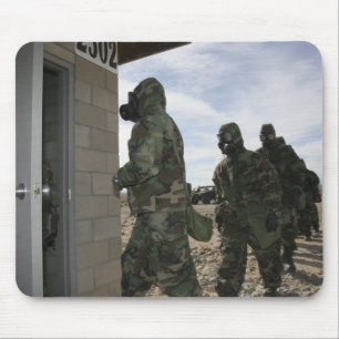 Marines and Sailors file into the gas chamber Mouse Pad