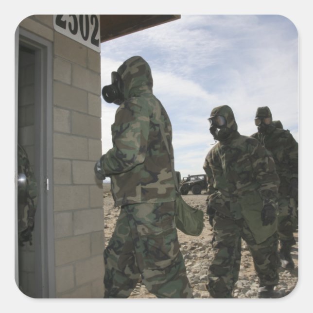Marines and Sailors file into the gas chamber Square Sticker (Front)