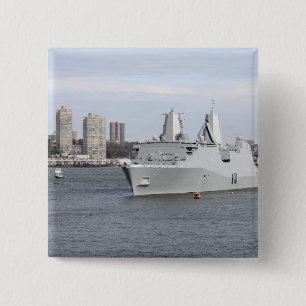 Marines and sailors man the rails 2 inch square button