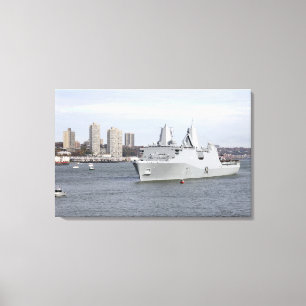 Marines and sailors man the rails canvas print