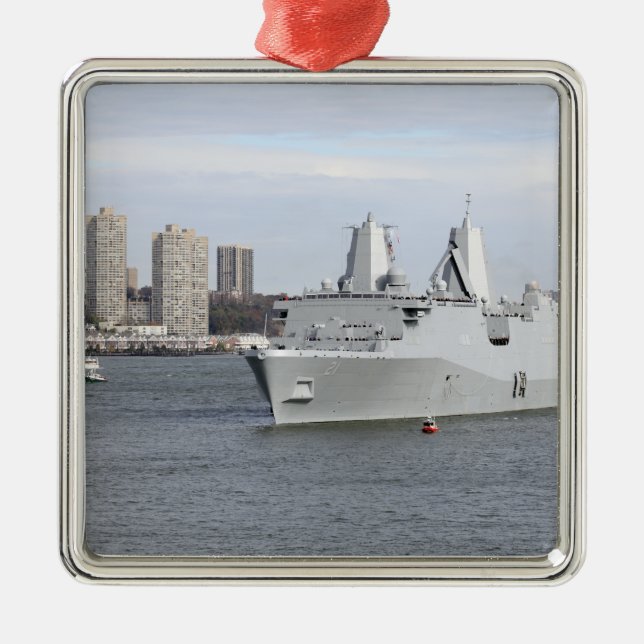 Marines and sailors man the rails metal ornament (Front)