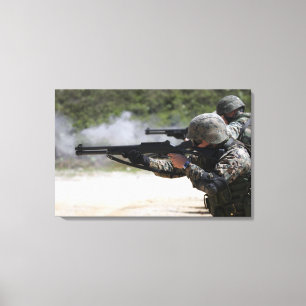 Marines firing shotguns canvas print