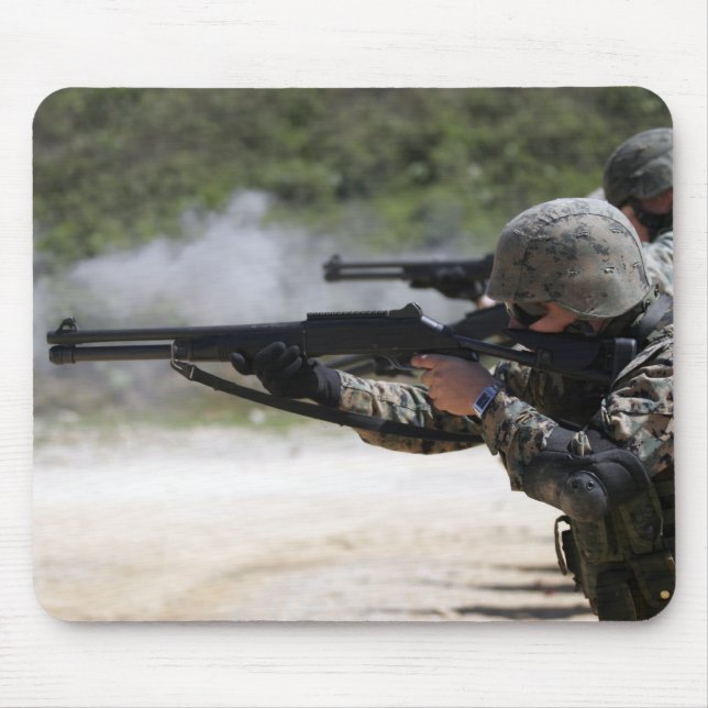 Marines firing shotguns mouse pad (Front)