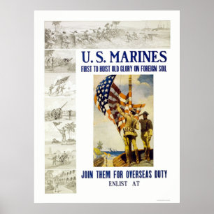 Marines - First to Hoist Old Glory on Foreign Soil Poster