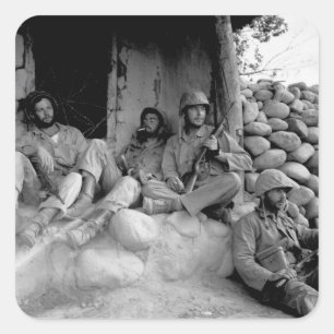 Marines of the 1st Marine Division relax_War Image Square Sticker