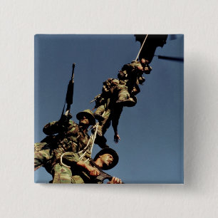 Marines on a SPIE RIG. a rope device that will 2 Inch Square Button
