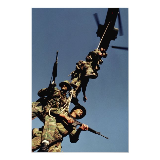 Marines on a SPIE RIG. a rope device that will Photo Print (Front)