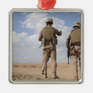 Marines scan the horizon for insurgent activity metal ornament