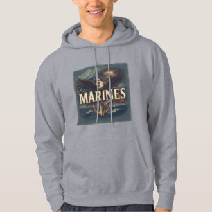 "Marines" sur aigle & drapeau sweat à capuche
