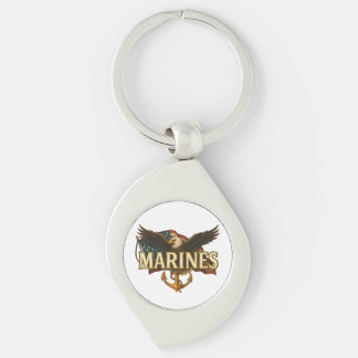Marines With Eagle and Flag Keychain