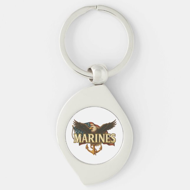 Marines With Eagle and Flag Keychain (Front)