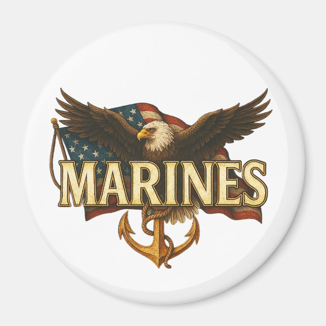 Marines With Eagle and Flag Magnet (Front)
