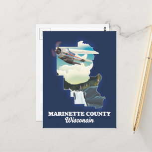 Marinette County Wisconsin map Postcard