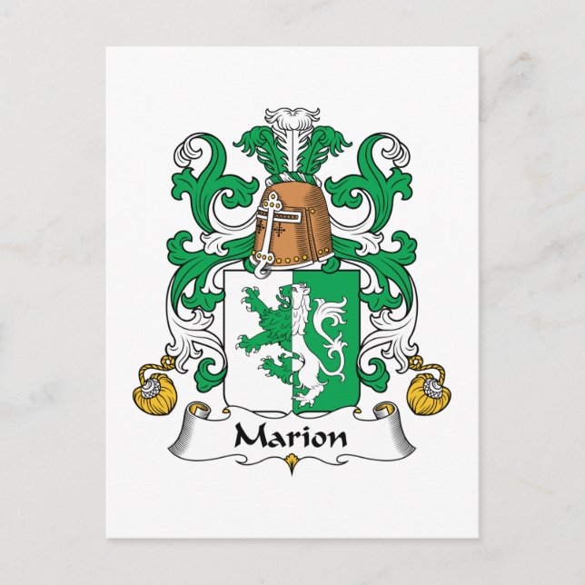 Marion Family Crest Postcard (Front)