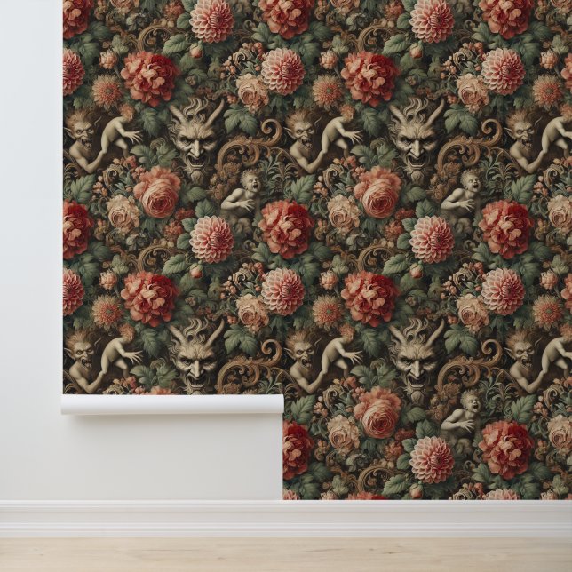 Marionettes for the Damned – Gothic Floral Design Wallpaper (Application)