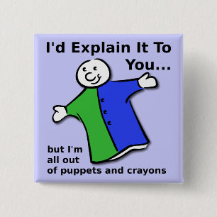 Marionnettes et crayons Badge Bouton Drôle