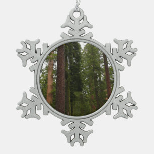 Mariposa Grove in Yosemite National Park Snowflake Pewter Christmas Ornament