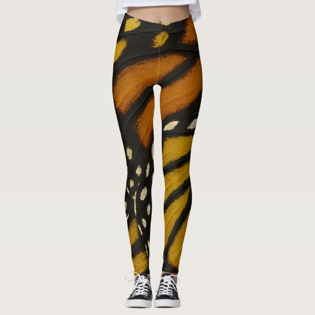 Mariposa Orange & Yellow Monarch Butterfly Wing Leggings (Front)