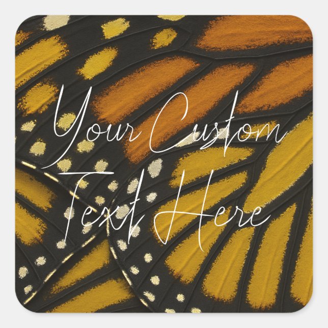 Mariposa Orange & Yellow Monarch Butterfly Wing Square Sticker (Front)