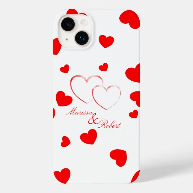 Marissa & Robert - Cute Hearts with Names - Case-Mate iPhone Case (Back)
