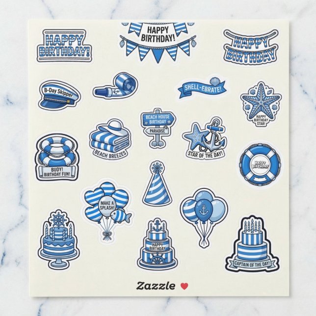 Maritime Birthday Bash Sticker Collection (The ultimate stickers for your b-day skipper.)