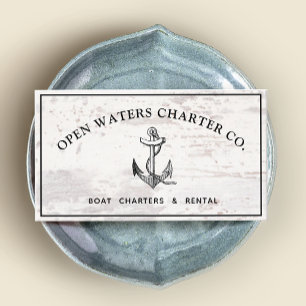 Maritime Boat Anchor Rustic Wood Business Card