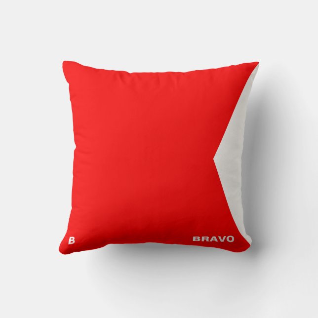 Maritime Flag B — Bravo Throw Pillow (Back)