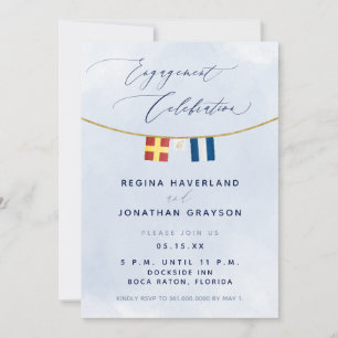 Maritime Flag Initials Nautical Engagement Party Invitation