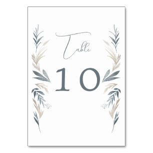 Maritime foliage wedding table number