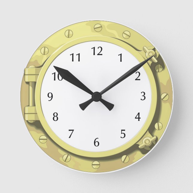 Maritime gift:Porthole from a sailing ship or boat Round Clock (Front)
