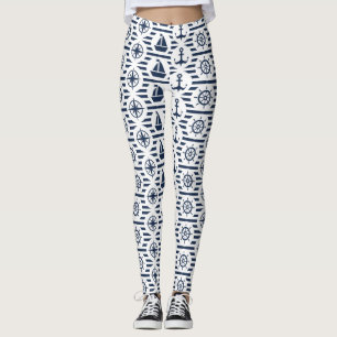 Maritime In Blue Pattern Leggings