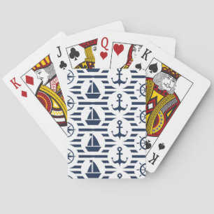 Maritime In Blue Pattern Playing Cards