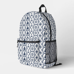 Maritime In Blue Pattern Printed Backpack
