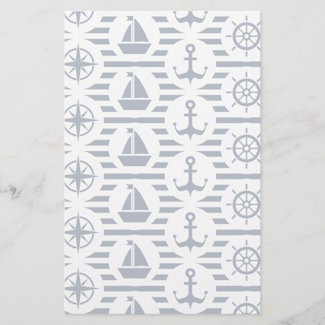 Maritime In Blue Pattern Stationery (Front)