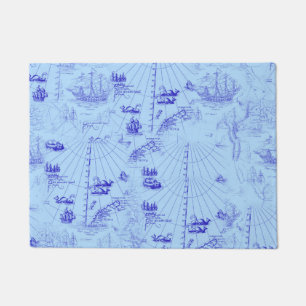 Maritime Nautical Chart Pattern With Galleys Doormat