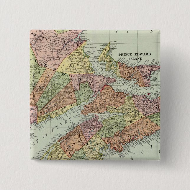 Maritime Provinces of Canada 2 Inch Square Button (Front)
