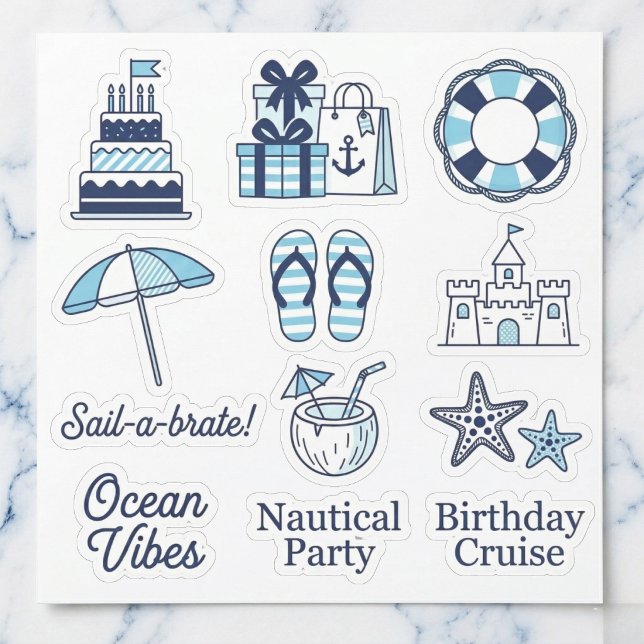 Maritime "Sail-a-brate" Sticker Pack (Decorate your nautical party favors.)