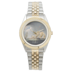 Maritime Sailing Ships Monogrammed Watch