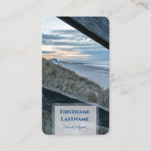 Maritime sand dune beach sunset travel agent style business card