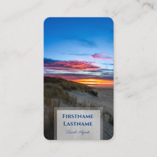 Maritime sand dune beach sunset travel agent style business card