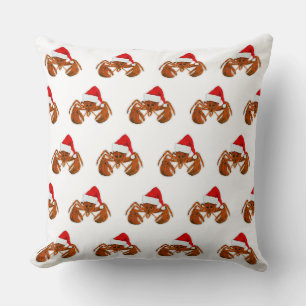 Maritime Santa Claus Lobster Throw Pillow